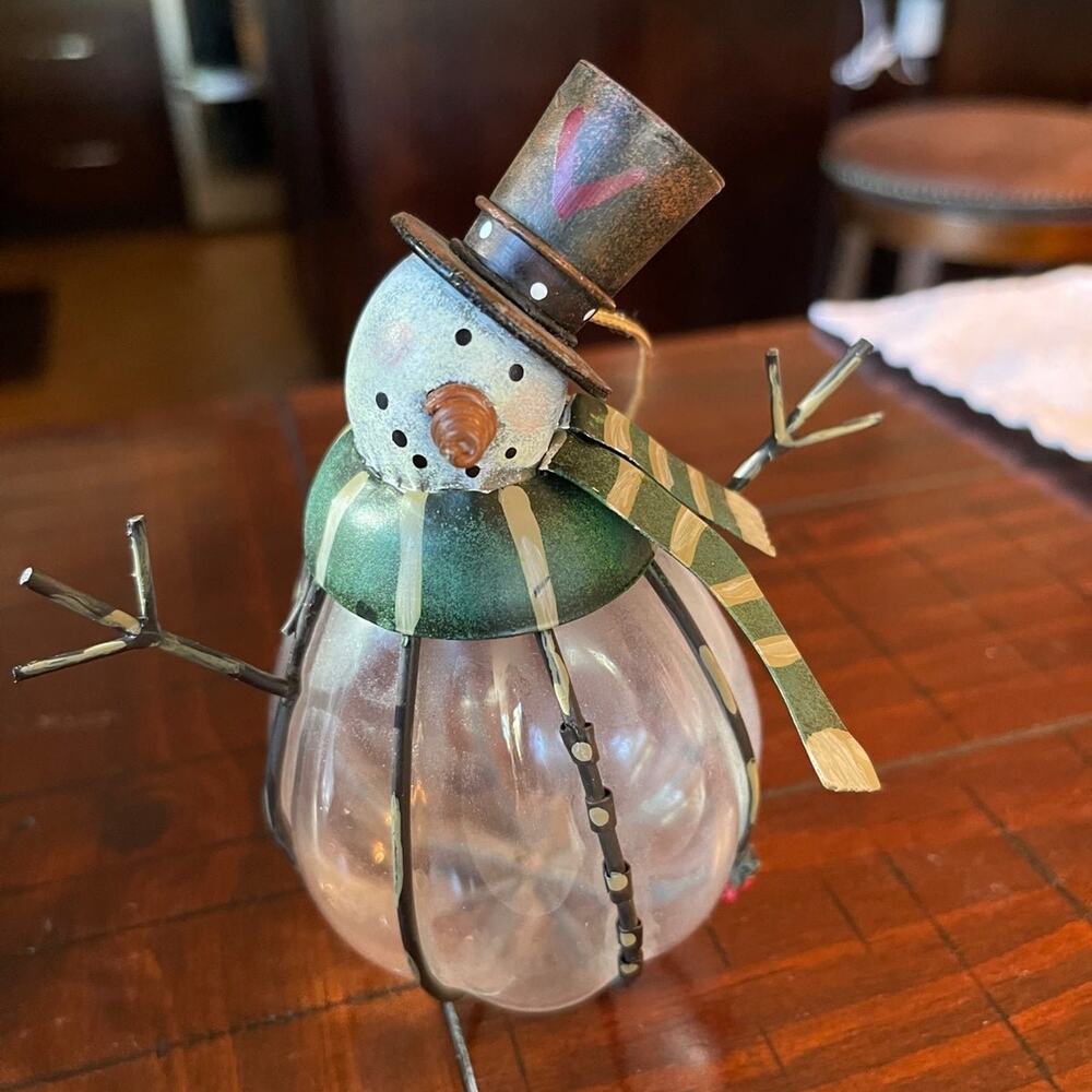 Christmas ornament snowman glass